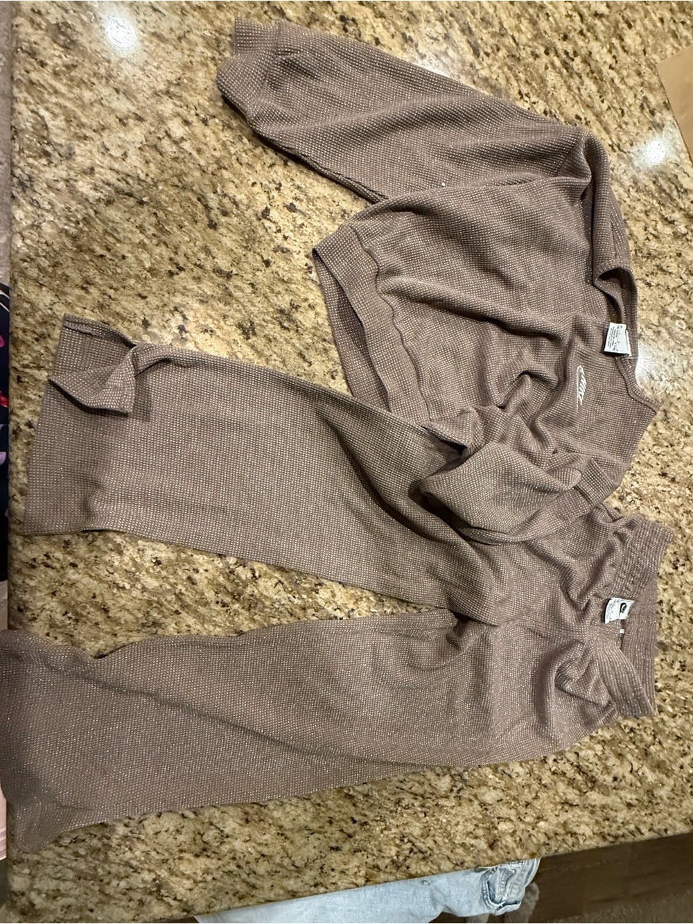 Kids Ribbed Knit Jogger Pants in Taupe